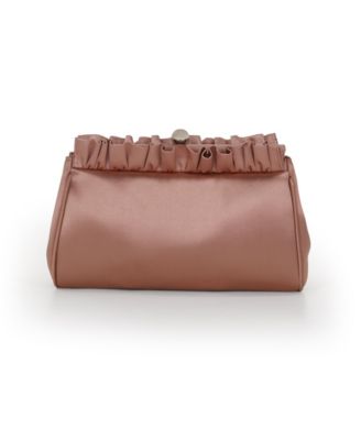Woman's Olivia Satin Ruffle Top Pouch Clutch