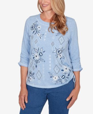 Women's  Austin Floral Diamond Embroidered Knit Top