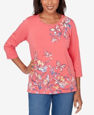 Women's  Austin Asymmetric Etched Floral Knit Top