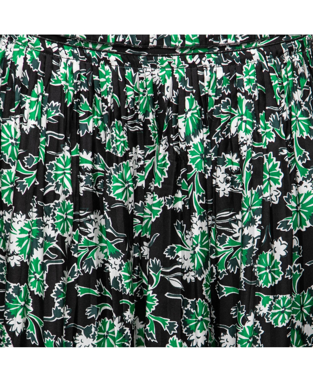 Pre-Owned Marni Women's Fern Floral Print Silk Pleated Midi Skirt