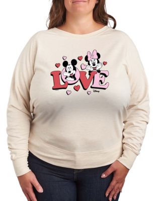 Women's Cute Love Mickey Minnie French Terry Long sleeve T-shirt
