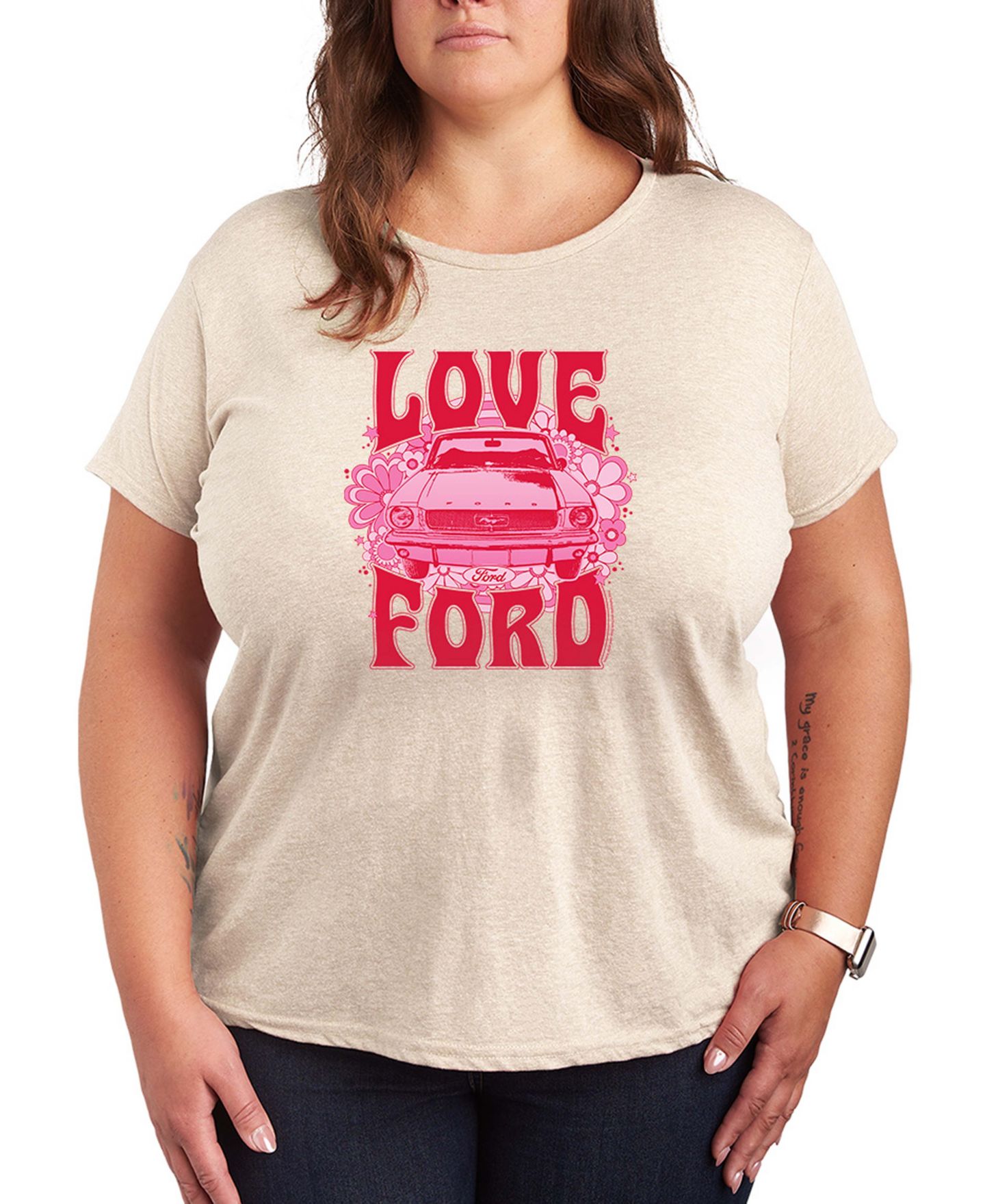 Женская футболка Hybrid Apparel 1968 Ford Mustand Love Ford Short-Sleeve Graphic, цвет: Берёзовый — фото 1