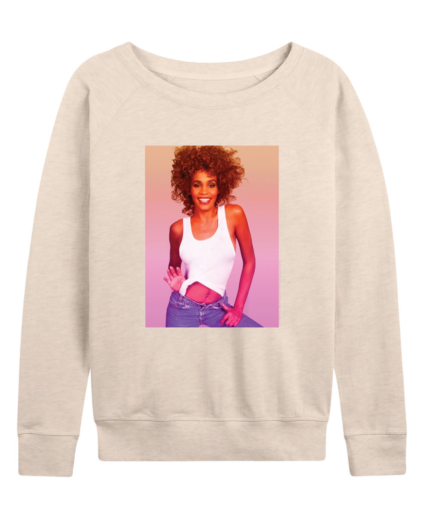 Женская футболка Hybrid Apparel Beautiful Radiant Whitney Houston French Terry Long-Sleeve, цвет: Берёзовый — фото 1