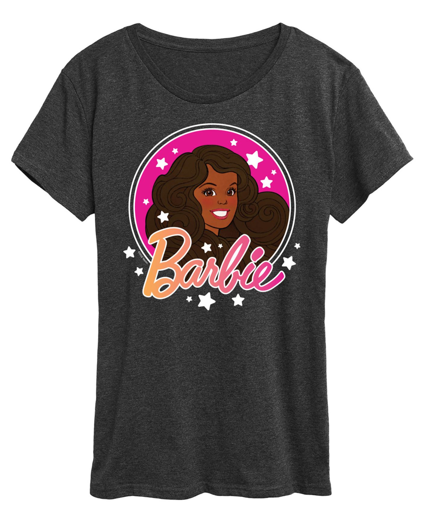 Женская футболка Hybrid Apparel Barbie Retro Stars Logo Short-Sleeve Graphic, цвет: Меланжевый угольный — фото 1