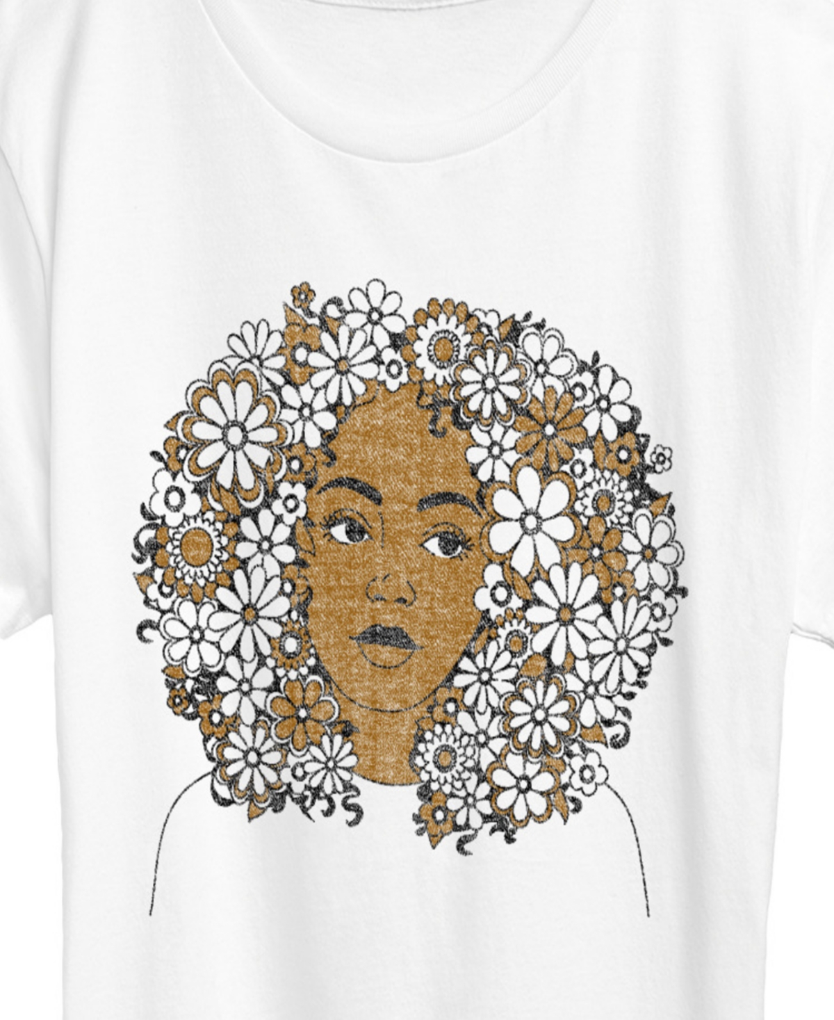 Hybrid Apparel Women's Instant Message Flower Afro Short Sleeve Graphic T-Shirt