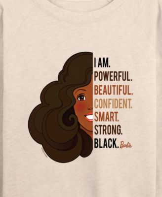 Women's Barbie Powerful Beautiful Black French Terry Long Sleeve T-shirt