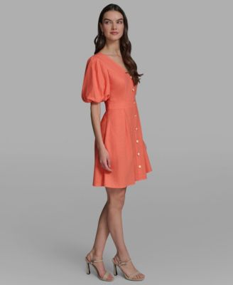 Women's Puff Sleeve V-Neck Dress