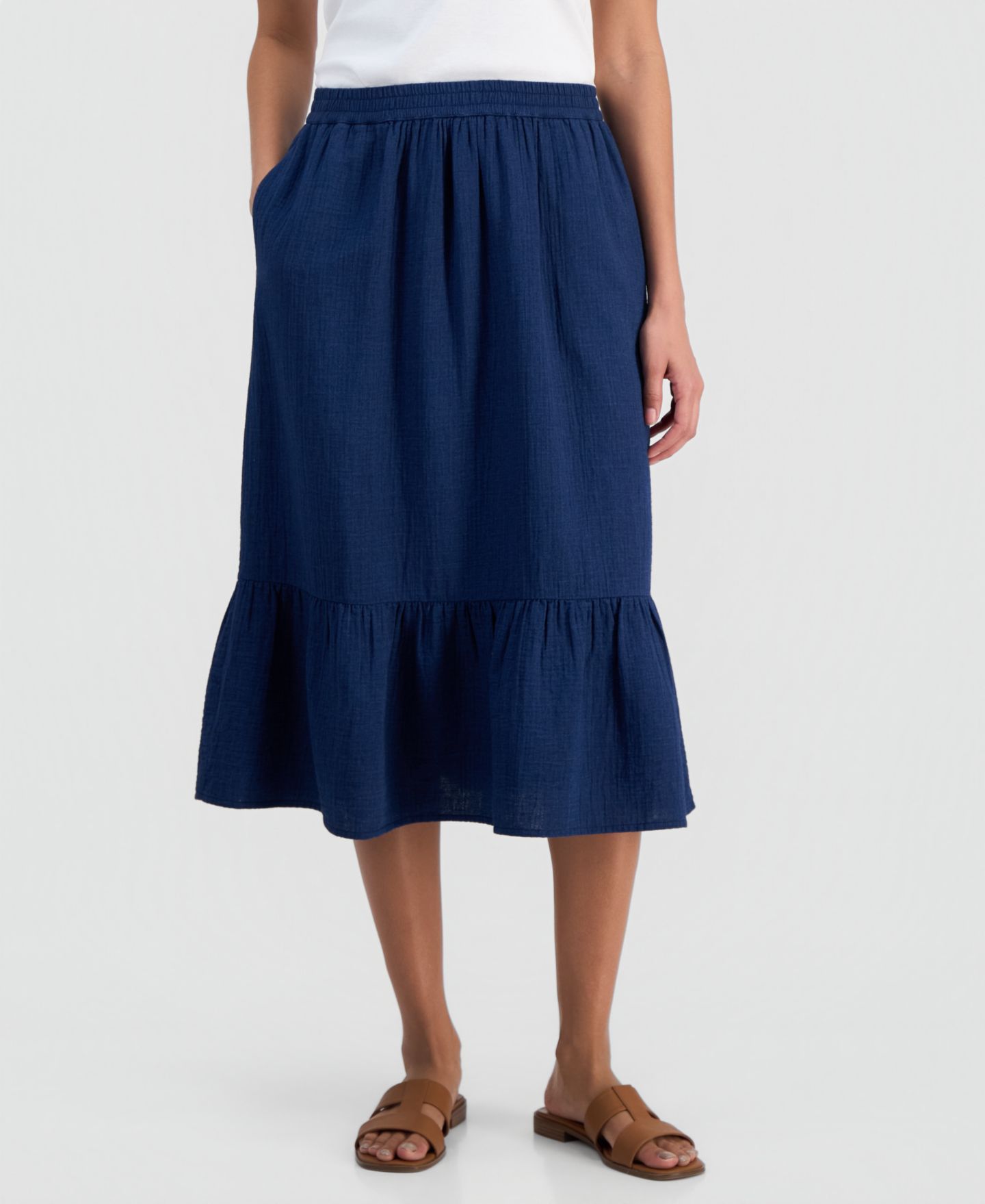 Женская юбка Style & Co Petite Pull-On Midi, цвет: Насыщенный индиго — фото 2
