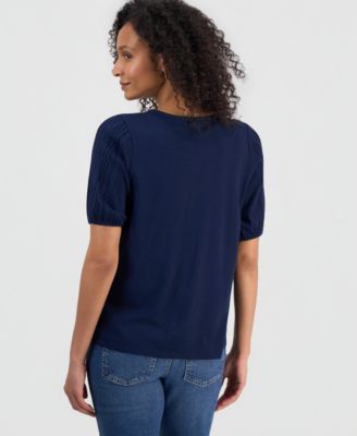 Women's Cotton Scoop-Neck Lace Top