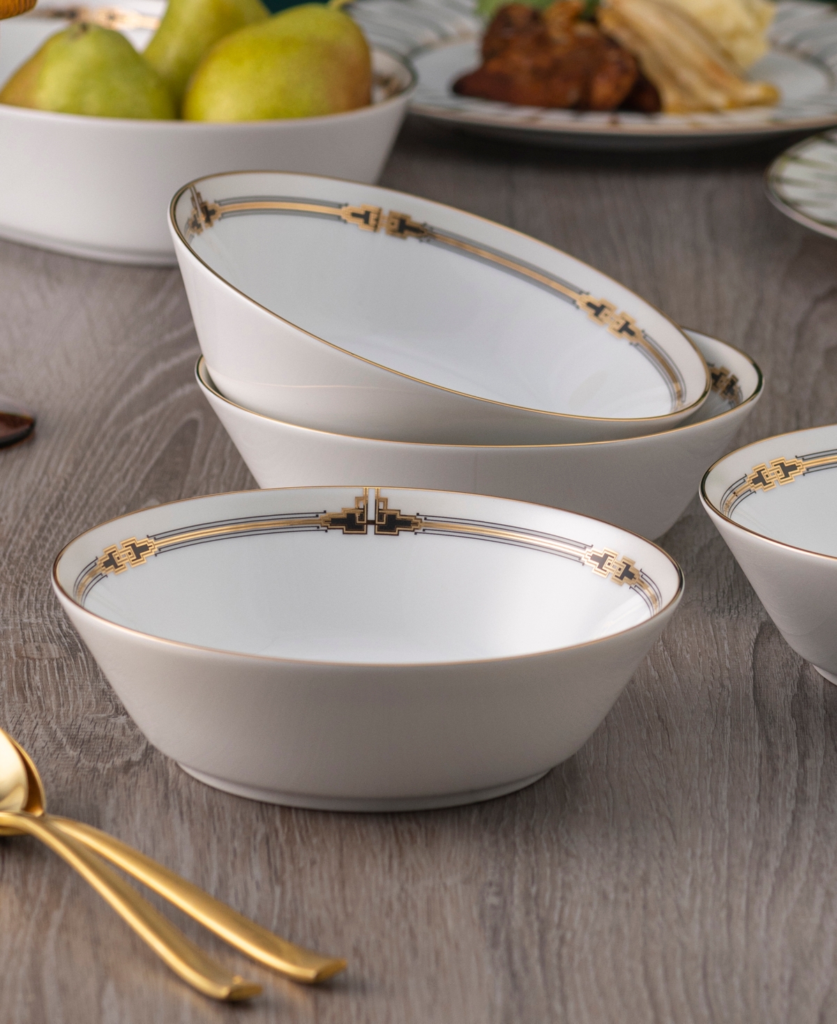 Noritake Empire Gold-Tone Soup Bowls, Set of 4