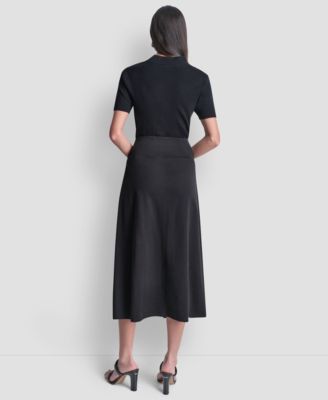 Women's Arid Pique Mini Logo Emblem Slit A-Line Skirt