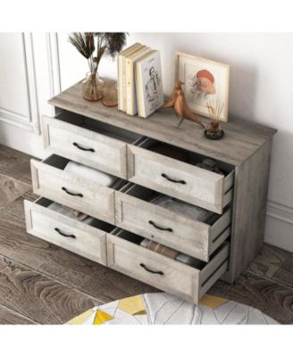 Takywep 6-Drawer Dresser for Bedroom – Farmhouse Modern Wooden Storage Chest with Metal Handles, Dresser Organizer for Bedroom, Living Room