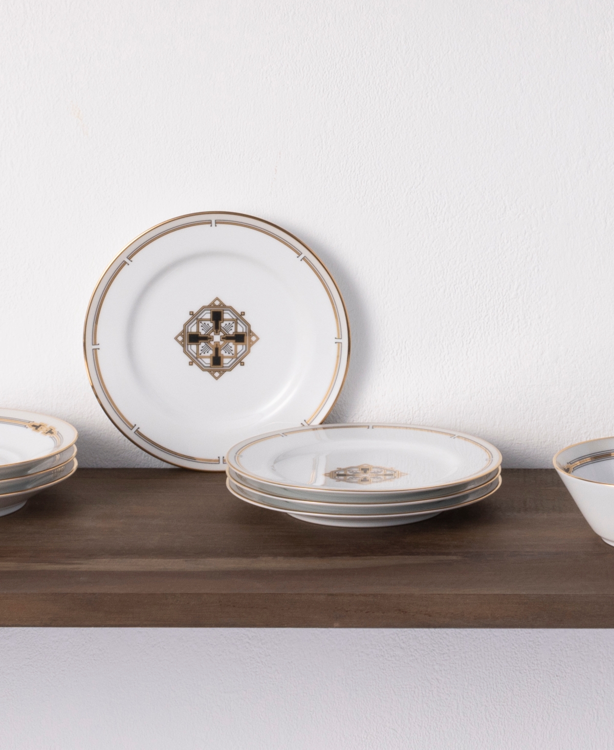 Noritake Empire Gold-Tone Bread and Butter Plates, Set of 4