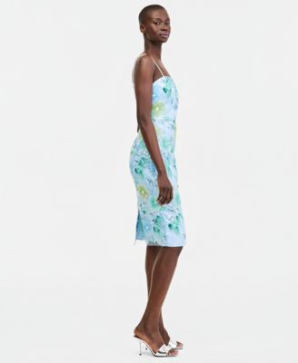 Women's Embellished Square-Neck Midi Mesh Dress