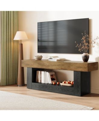 TV Stand  for TVs Up to 70 Inches, 63 Inches Media TV Console, Entertainment Center with U-Shaped Pedestal & Open Storage Shelf