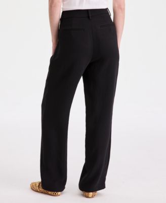 Women's High-Rise Polished Crepe Pleated Wide-Leg Pants