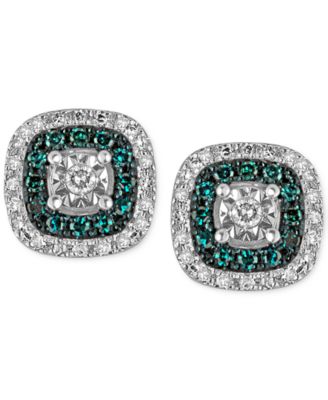 Macy's - Diamond Multicolor Stud Earrings (1/4 ct. t.w.) in Sterling Silver