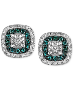 image of Diamond Multicolor Stud Earrings (1/4 ct. t.w.) in Sterling Silver
