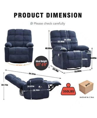 Massage Manual Lounge Chair with Rocker Arms and Rotating Fabric with Cup Bucket for Living Room