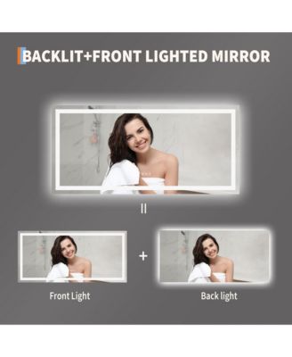 60"x 30" LED Bathroom Mirror with Lights, Dimmable, Anti-Fog, Backlit + Front Lit, Smart Bathroom Vanity Mirror for Wall, Memory Function