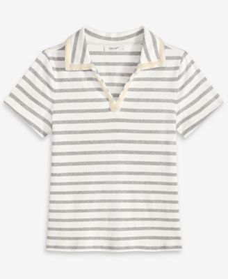 Women's Embellished Rib Polo Top