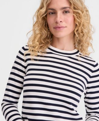 Women's Striped Crewneck Long-Sleeve Sweater