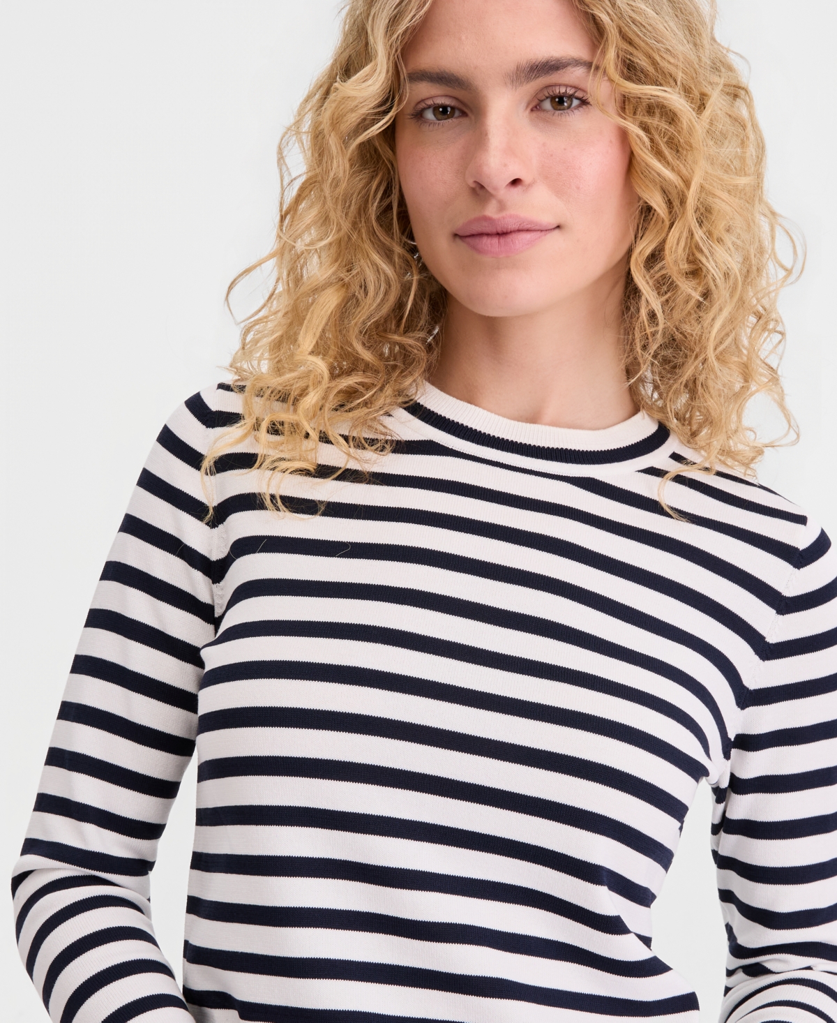 On 34th Women's Striped Crewneck Long-Sleeve Sweater, Macy's Exclusive