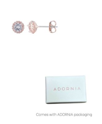 Rose Gold CZ Halo Stud Earrings