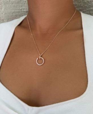 Rose Gold CZ Curved Nail Ring Necklace