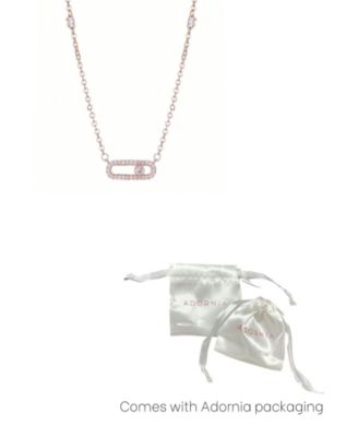 Rose Gold CZ Adjustable Dancing Stone Necklace