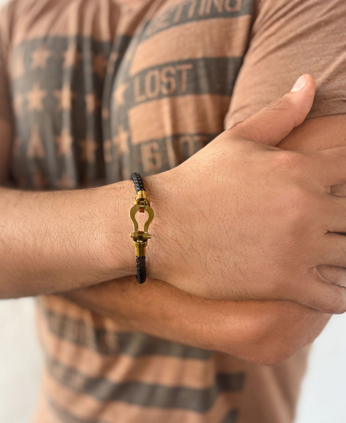 Adornia Tarnish Resistant Gold Magnetic Leather Bracelet