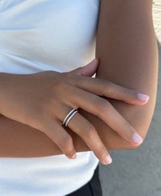 Silver CZ Double Band Ring