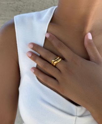 Tarnish Resistant Gold Nesting Curved Band Ring Set