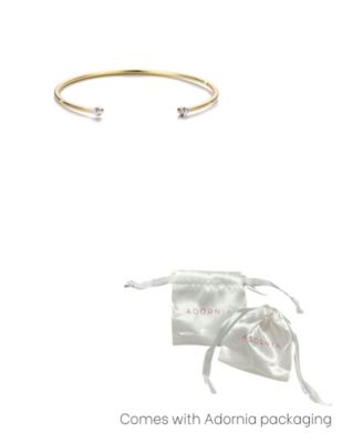 Gold Crystal Ends Open Cuff Bracelet