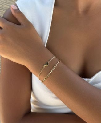 Gold Chain and Heart Bracelet Set