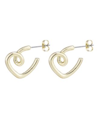 Gold Crystal Lined Heart Hoop Earrings