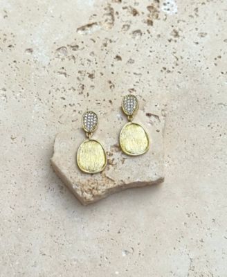 Gold Crystal Satin Finish Drop Earrings