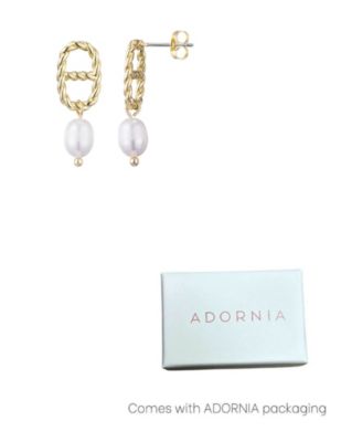 Gold Freshwater Pearl Mariner Link Drop Earrings