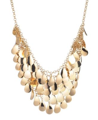 Gold Droplet Bib Necklace