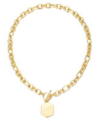 Gold Monogram Initial Chunky Toggle Necklace