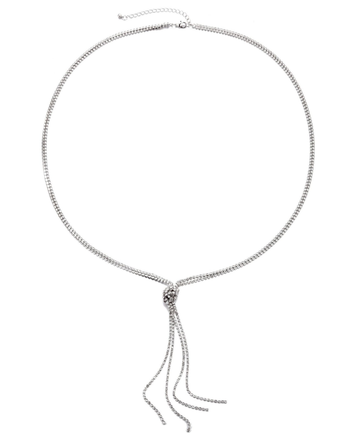 Adornia Silver Crystal 32" Tennis Knotted Lariat Necklace