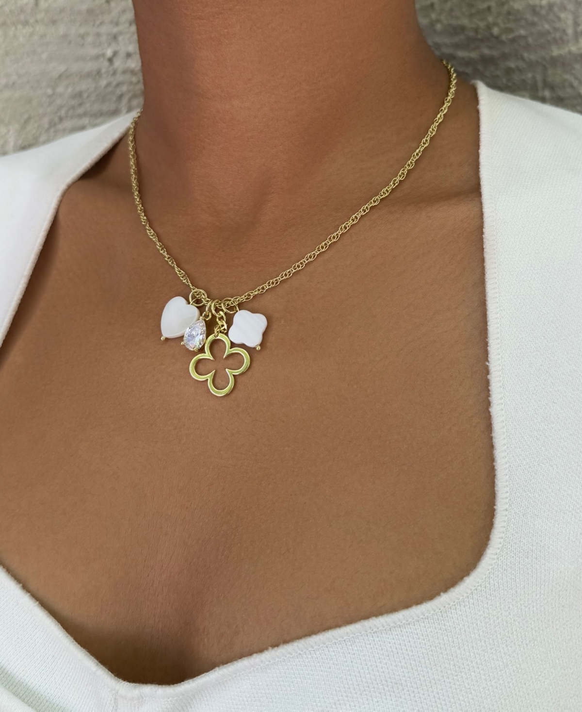 Adornia Gold Clover Charm Necklace