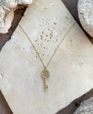 Gold Ornate Key Pendant Necklace