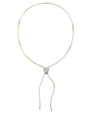 Gold CZ Heart Bolo Necklace