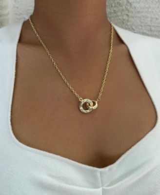 Tarnish Resistant Gold CZ Locking Rings Necklace