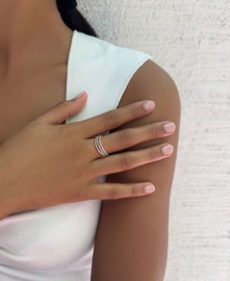 CZ Tri-Color Curved Eternity Band Nesting Ring Set