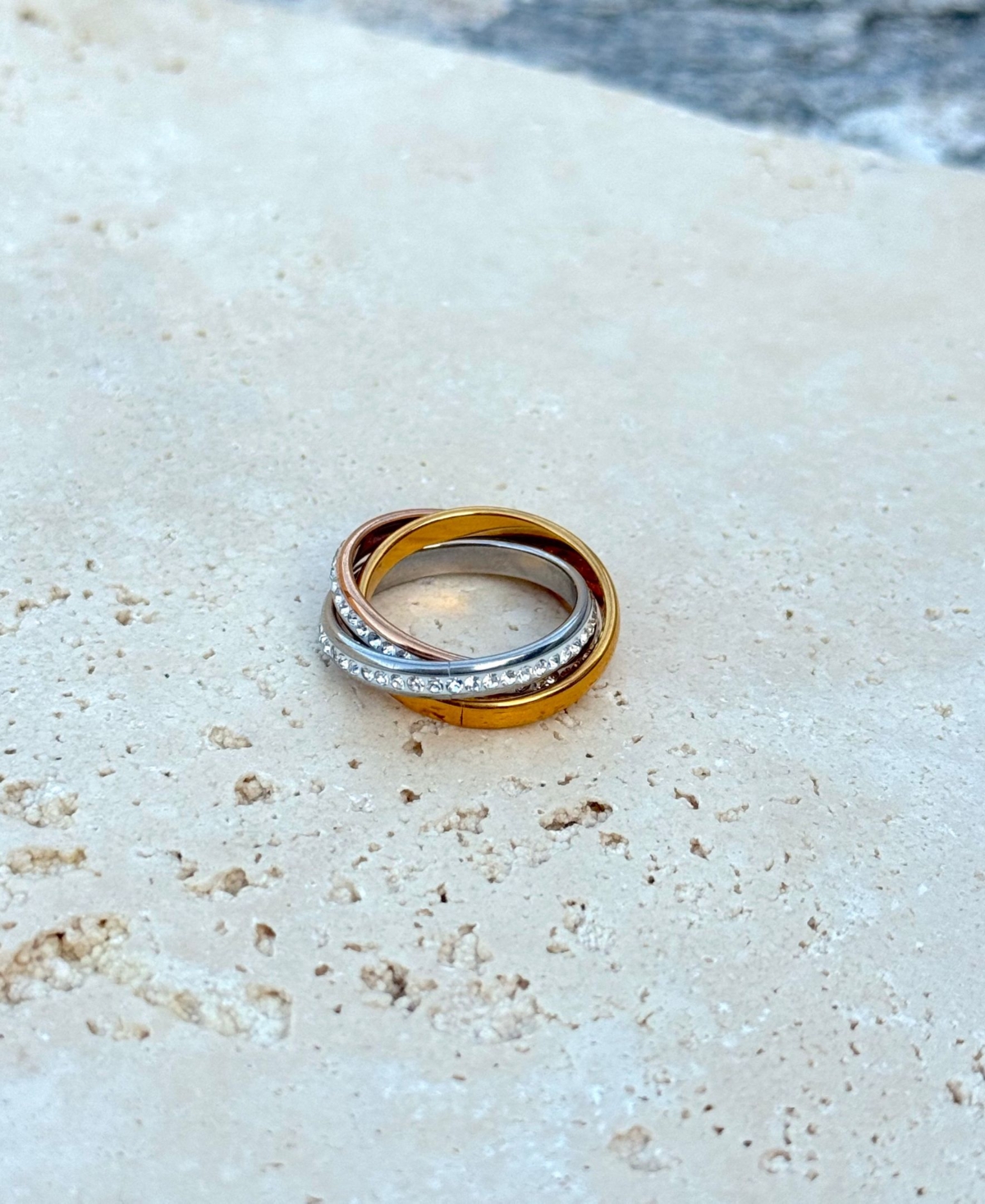 Adornia Tarnish Resistant Cz Two-Tone Rolling Eternity Band Ring