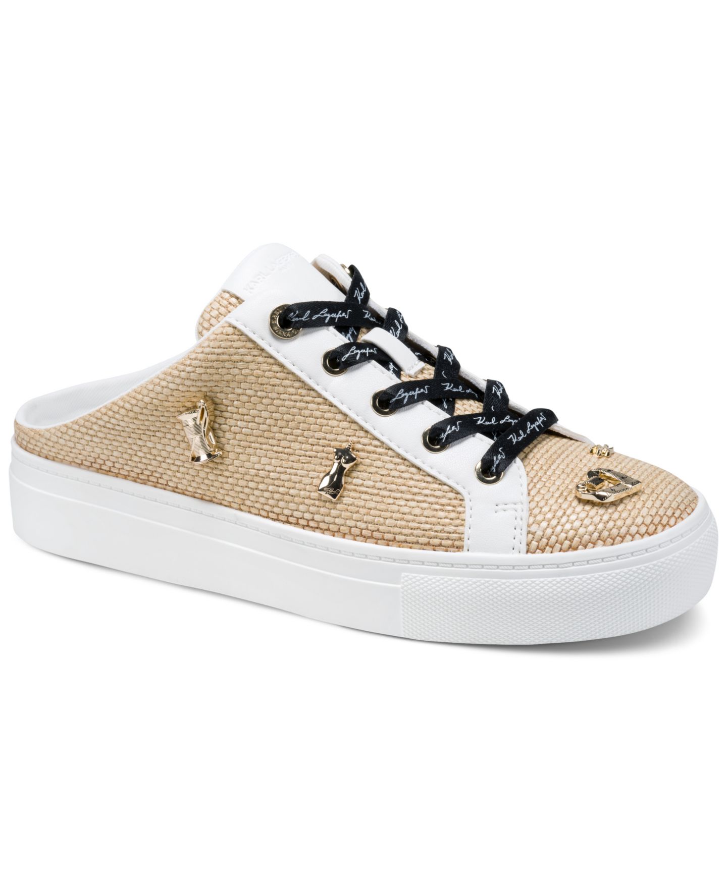 Женские кроссовки KARL LAGERFELD PARIS Cambria Atelier Lace-Up Mule, цвет: Натуральный / Яркий белый — фото 1
