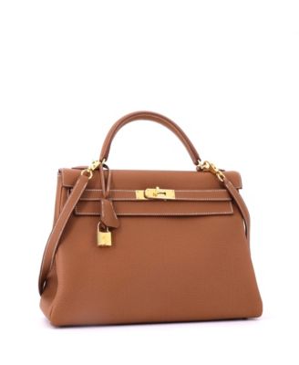 Kelly 32 Handbag Brown Togo with Gold Hardware