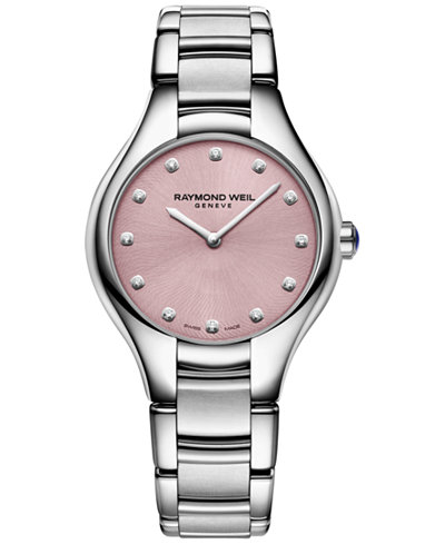RAYMOND WEIL Women's Swiss Noemia Diamond Accent Stainless Steel Bracelet Watch 32mm 5132-ST-80081